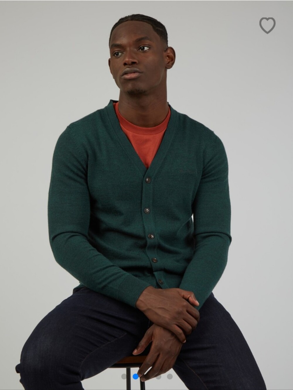 Banana Republic Dark Green Merino Wool Cardigan With Houndstooth Elbow Patches
